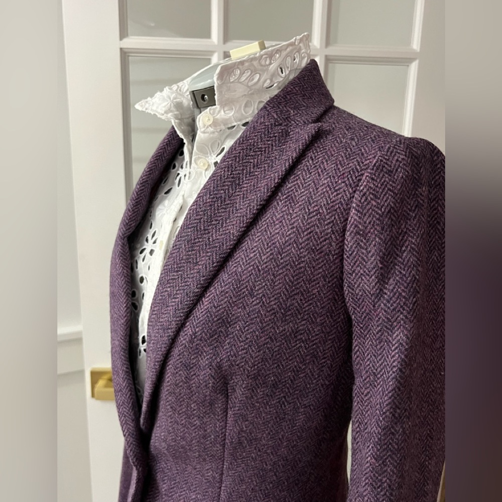 Best Price New Herringbone Chevron Parke Wool Blazer lavender luxury wool - Picture 1 of 7